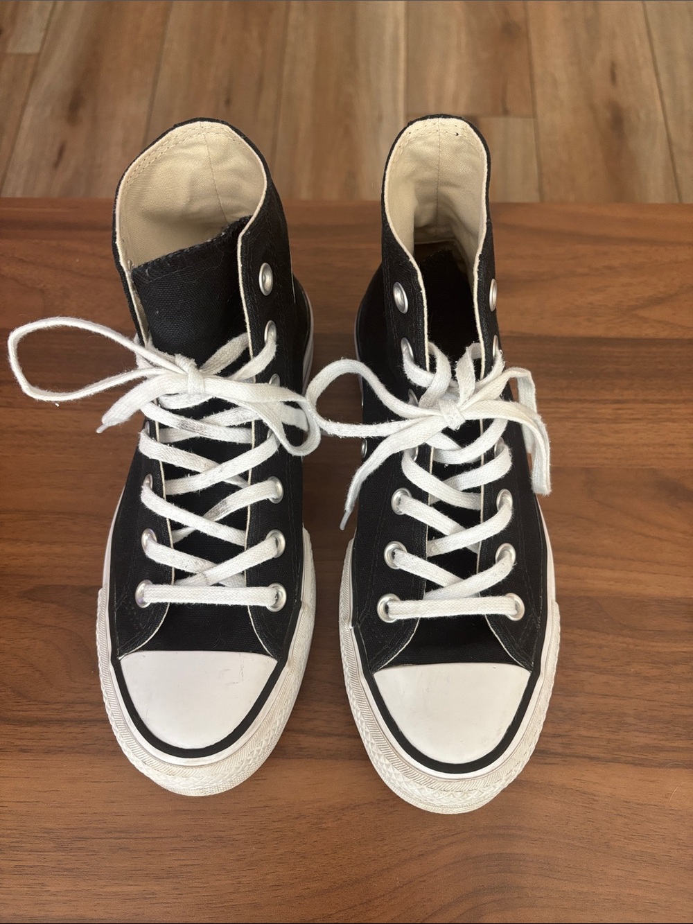 Converse Black and White High-Top Canvas Sneakers With Thick Sole